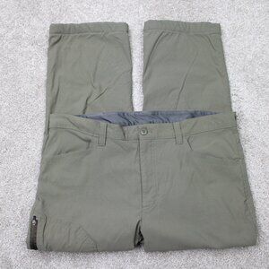 Eddie Bauer Pants Mens 38x26 Green Fleece Lined Tech Nylon Stretch Cargo Pocket
